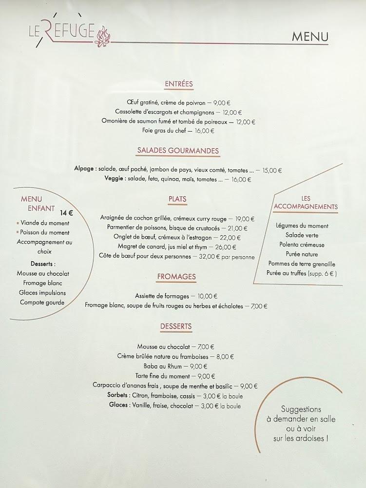 Le Refuge - Menu Image 1